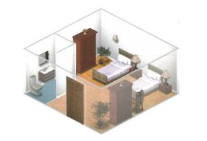 Shared room floor plan at Summerfield of Stockton Memory Care in Stockton, CA